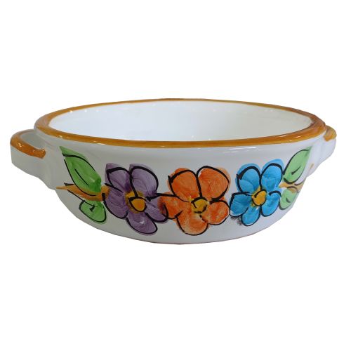 Terrina para hornear. Línea de flores. Cerámica Vietri pintada a mano.
