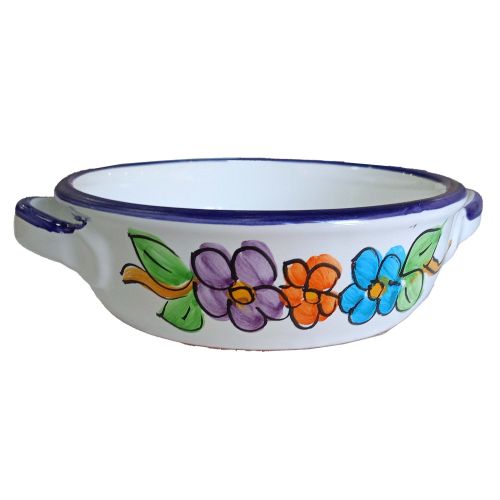 Terrine backen. Blumenlinie. Handbemalte Vietri-Keramik