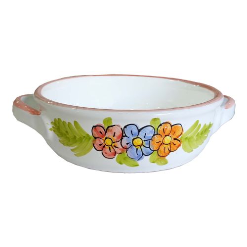 Oven terrine. Flower line. Hand painted Vietri ceramics