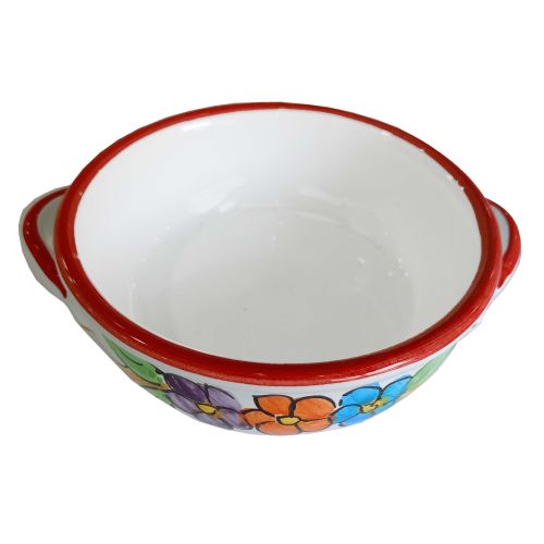 Oven terrine. Flower line. Hand painted Vietri ceramics