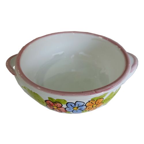 Oven terrine. Flower line. Hand painted Vietri ceramics