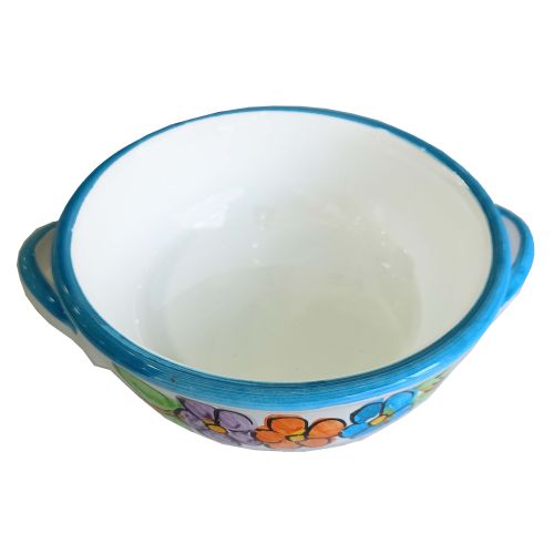 Oven terrine. Flower line. Hand painted Vietri ceramics