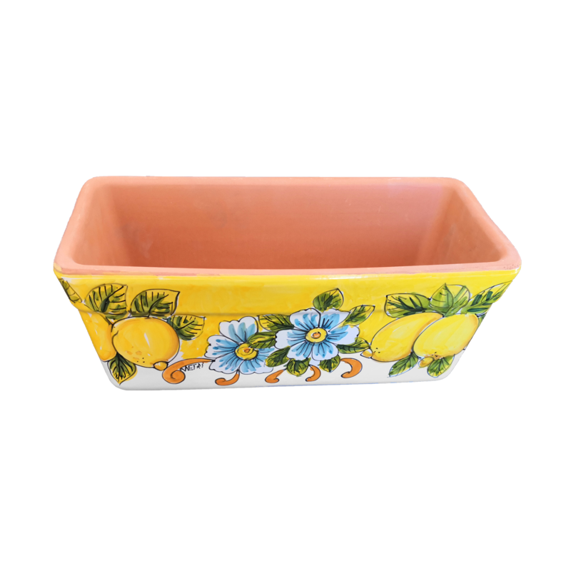 Jardinera rectangular. Fondo amarillo con...