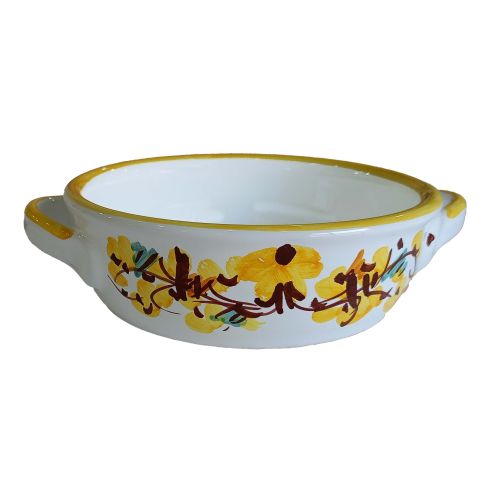 Terrine backen. Blumenlinie. Handbemalte Vietri-Keramik