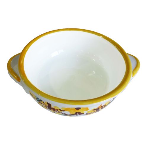 Oven terrine. Flower line. Hand painted Vietri ceramics