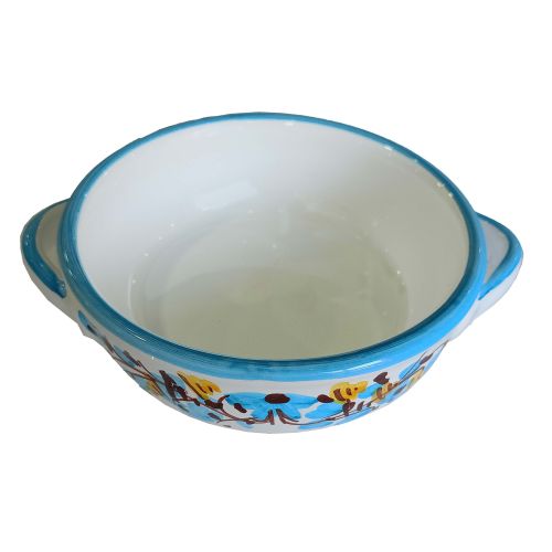 Oven terrine. Flower line. Hand painted Vietri ceramics