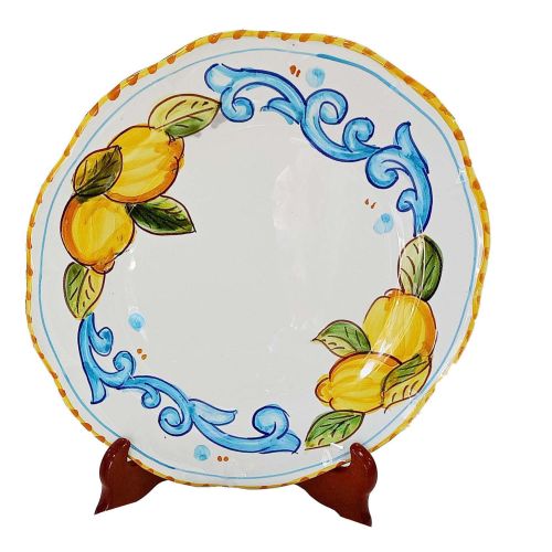 Plate Baroque and lemons line. Hand painted Vietri ceramic.