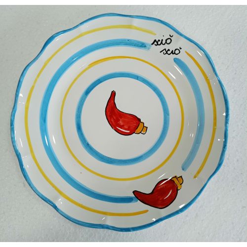 Fortune Line plate. Hand-painted Vietri ceramic. Available flat, soup, dessert, or charger plate