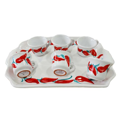 Bandeja con 6 tazas. Línea Chile. Cerámica de Vietri.... 2