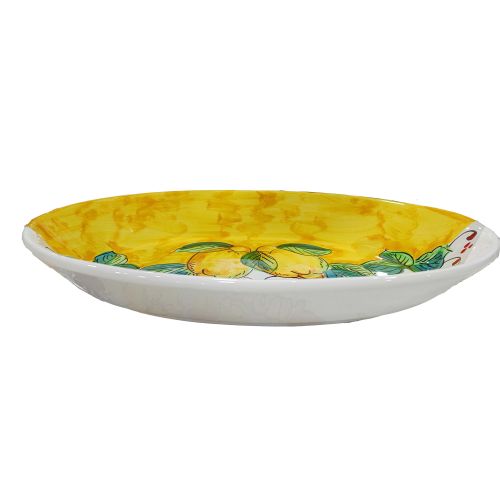 Oval bowl platter. Serving dish. Lemon line. Vietri ceramics. Hand-painted.