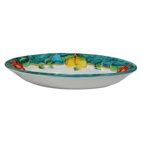 Piatto vassoio ovale ovalina a coppa. Piatto da portata. Linea Limoni. Ceramica di Vietri. Dipinto a mano