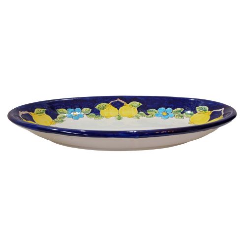 Oval bowl platter. Serving dish. Lemon line. Vietri ceramics. Hand-painted.