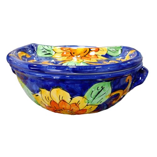 Sponzapane Porta Mozzarella linea Fiori - Ceramica di Vietri dipinta a mano