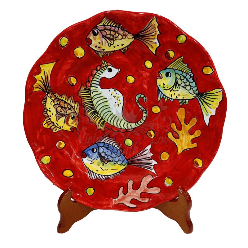 Dish, plate Sea line. Garfish Vietri Ceramics...