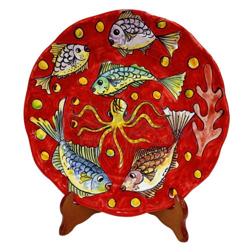 Piatto linea Marini. Ceramica di Vietri - fondo, piano, frutta/dolce o sottopiatto