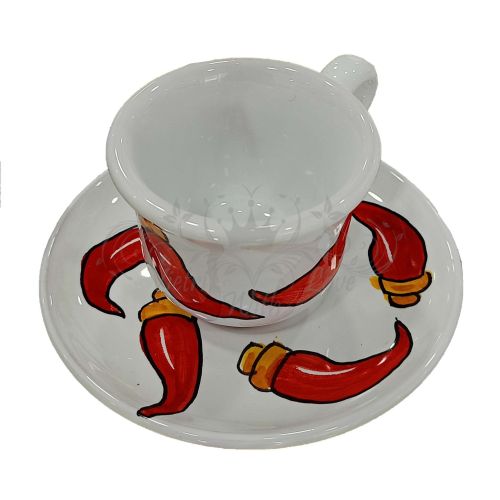 Tasse + soucoupe Céramique Vietri peinte à la main. 2