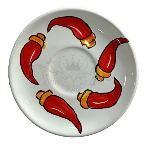 Taza con platito. Línea Fortuna. Cerámica de Vietri. Pintada a mano.