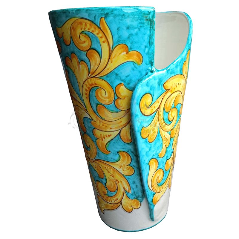 Vaso portaombrelli decoro barocco verde ramina,...