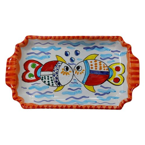 Kaffee-Tassen- und Tablett-Set „Tet-a-Tet“ Geschenk. Linie Marine. Vietri Keramik.