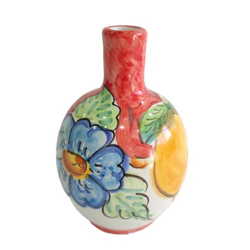 Aceitera y Vinagrera en Forma de Gota. Colección Limones y Flores. Cerámica de Vietri Pintada a Mano.
