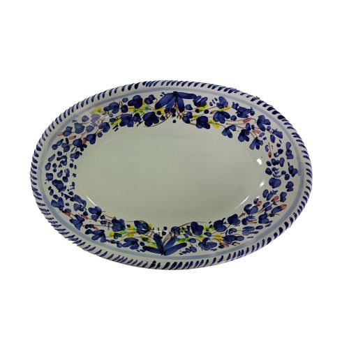 Plat ovale en forme de coupe. Plat de service. Ligne Fleurs. Céramique de Vietri. Peint à la main.