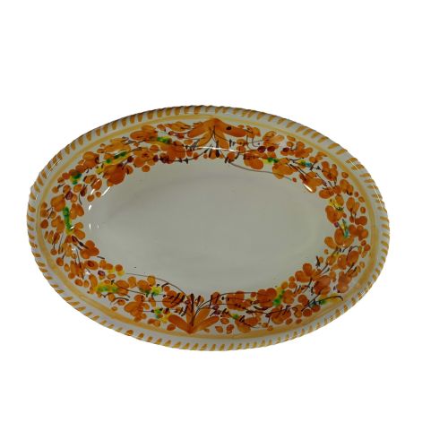 Plat ovale en forme de coupe. Plat de service. Ligne Fleurs. Céramique de Vietri. Peint à la main.