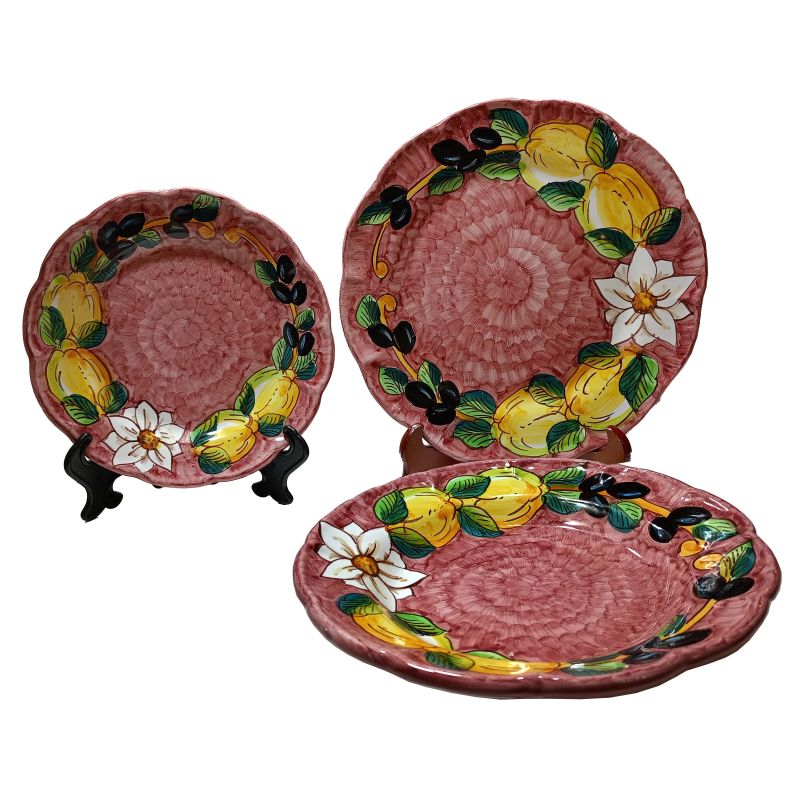 Dishes, Plates Flowers line, handpainted in Vietri ceramic