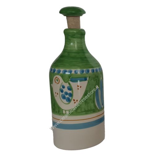 Oil cruet bottle Brushed line. Hand painted Vietri ceramic