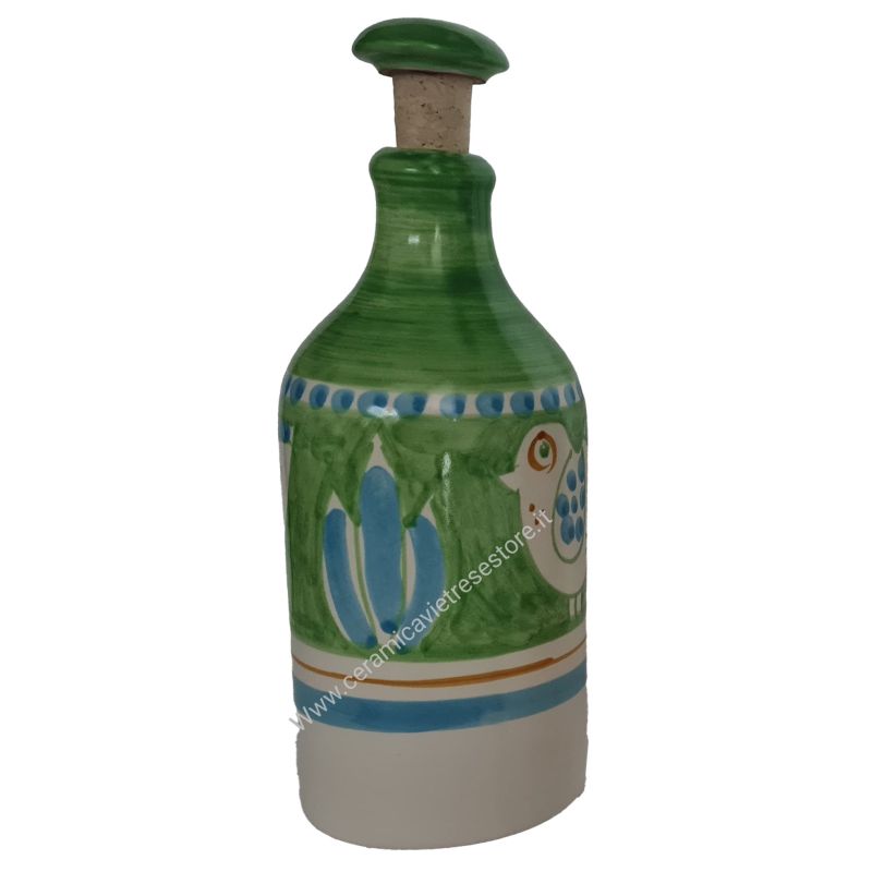 Aceitera de botella. Cerámica Vietri pintada a...