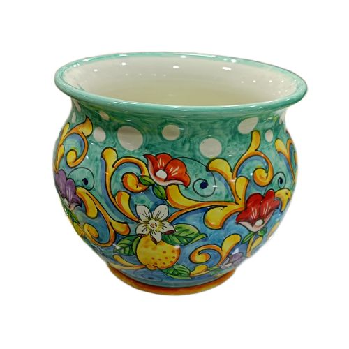 Cachepot Portapianta Linea barocco. Ceramica di Vietri dipinta a mano.