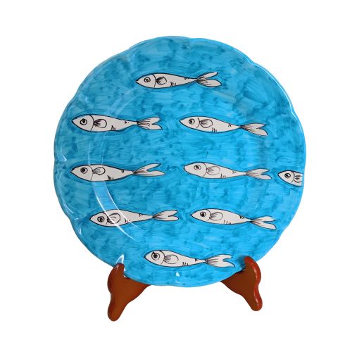 Dish, Sardine line plate. Vietri ceramics - bottoms, tops, fruit/dessert or placemats available