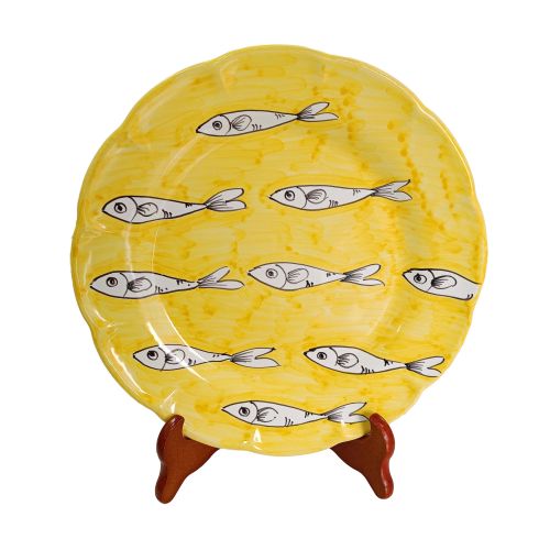 Dish, Sardine line plate. Vietri ceramics - bottoms, tops, fruit/dessert or placemats available