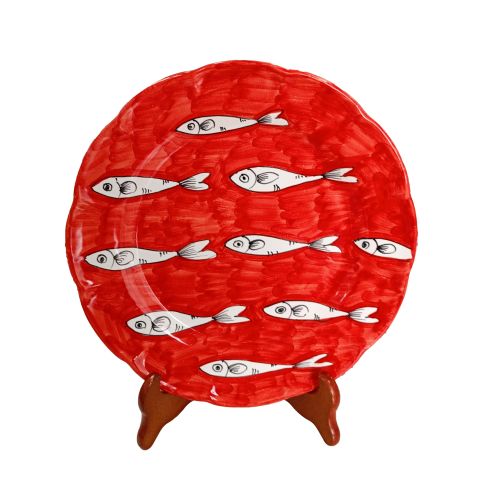 Piatto Linea sardine. Ceramica di Vietri- disponibili fondi, piani, frutta/dolce o sottopiatti