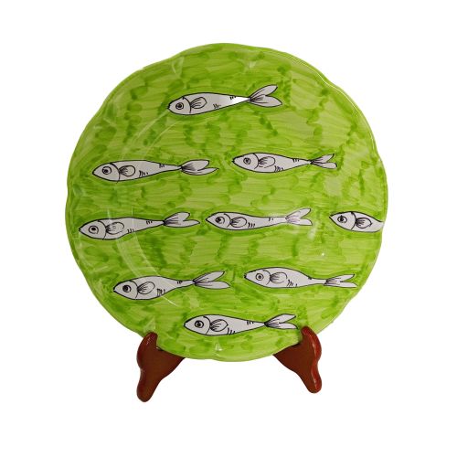 Dish, Sardine line plate. Vietri ceramics - bottoms, tops, fruit/dessert or placemats available