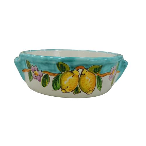 Terrine backen. Zitronenlinie. Handbemalte Vietri-Keramik