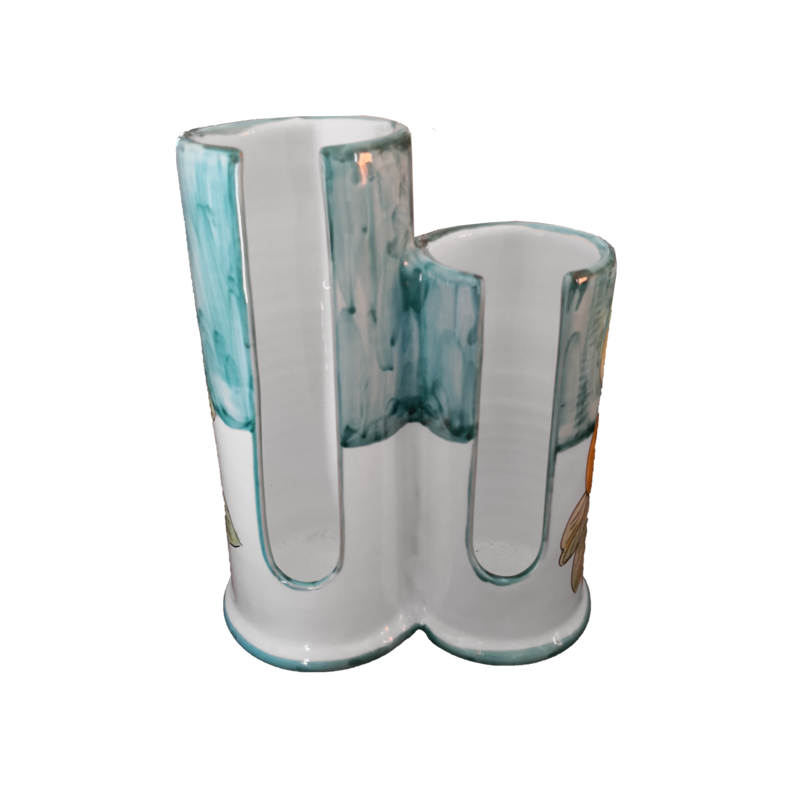 Cup holder Baroque line handpainted Vietri ceramic