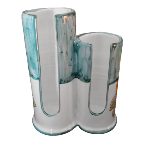 Porta Bicchieri linea Barocco. Ceramica Di Vietri dipinta a mano.