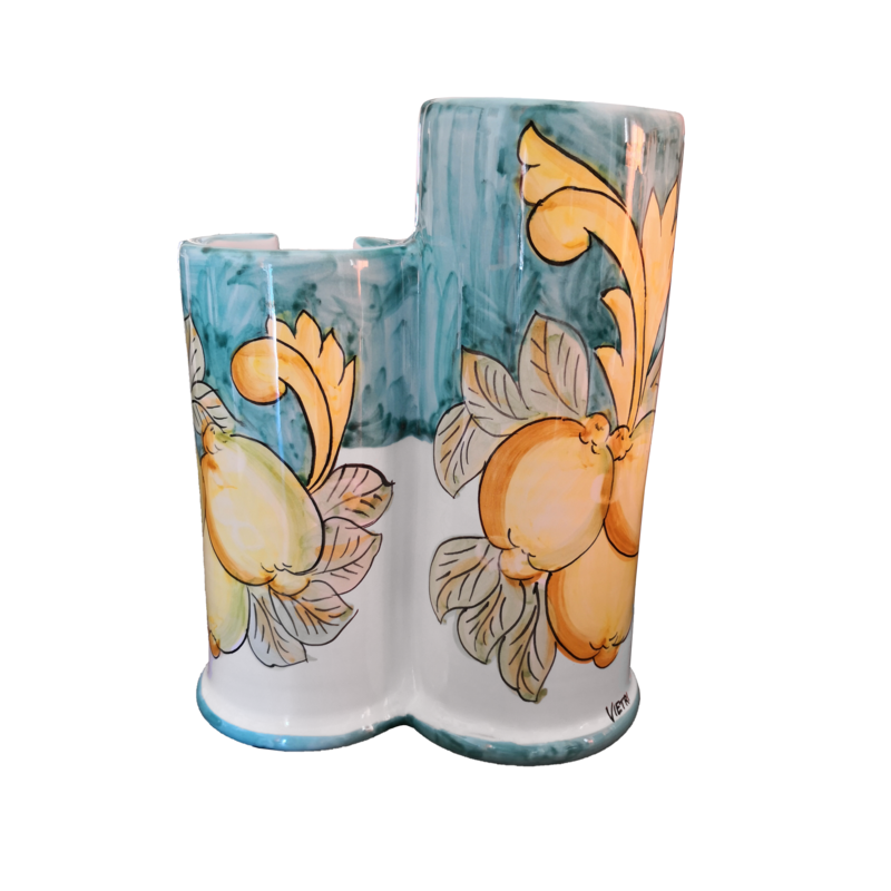 Cup holder Baroque line handpainted Vietri ceramic