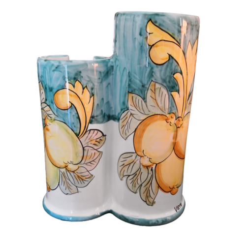 Porta Bicchieri linea Barocco. Ceramica Di Vietri dipinta a mano.