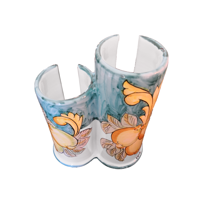 Cup holder Baroque line handpainted Vietri ceramic