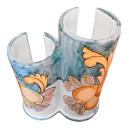 Cup holder Baroque line handpainted Vietri ceramic