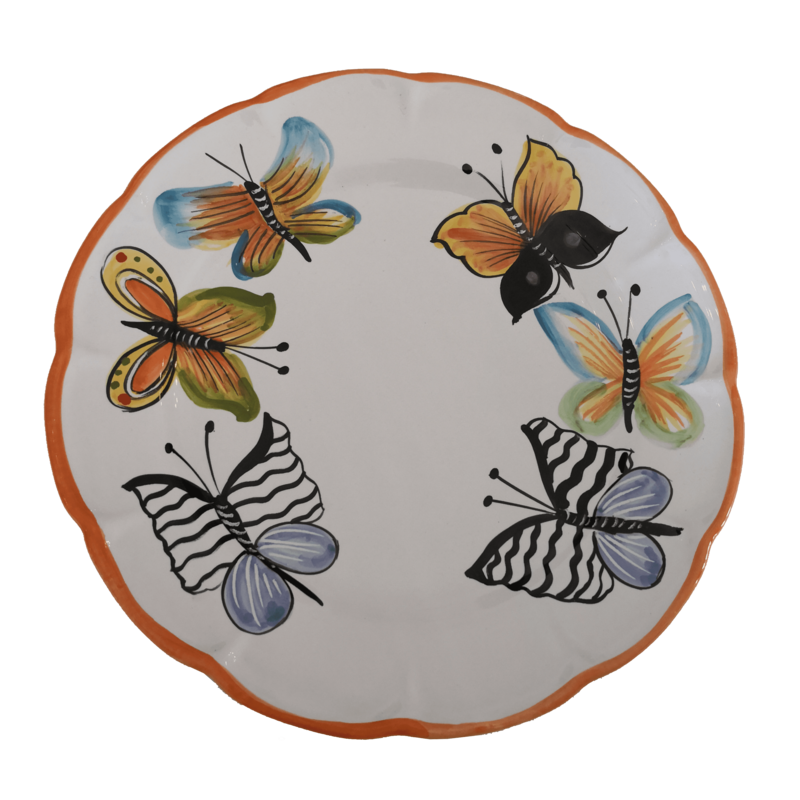 Dish, plate Butterfly line orange. soup, dinner, fruit/dessert underplate