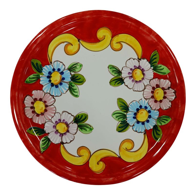 Linea Ristoranti - Piatto Pizza Linea Barocco e Fiori Ceramica di Vietri.