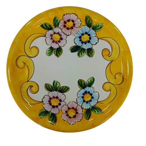 Ligne Restaurants – Assiette à pizza. Ligne Baroque et Fleurs. Céramique de Vietri. Peinte à la main.