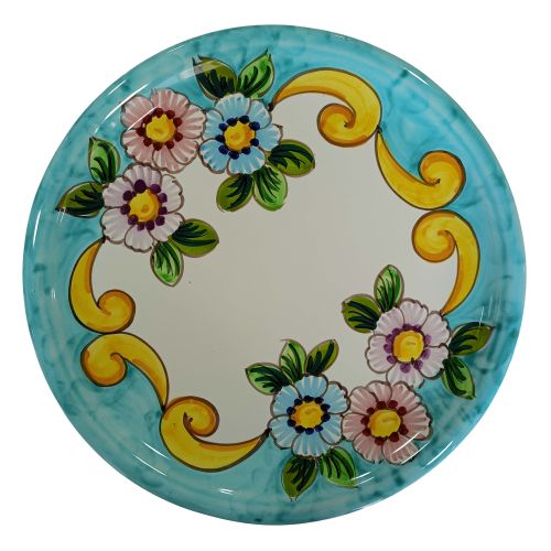 Linea Ristoranti - Piatto Pizza. Linea Barocco e Fiori. Ceramica di Vietri. Dipinta a Mano.