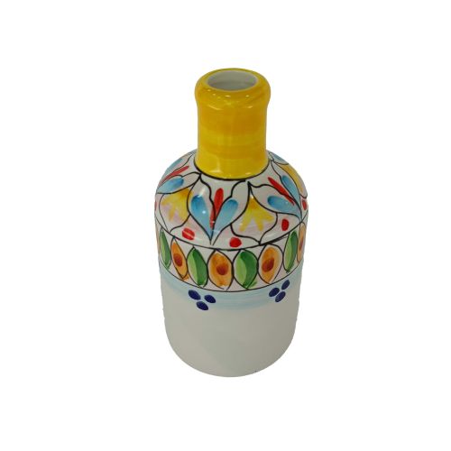 Oil and vinegar bottle. Geometric line. Vietri ceramic. Hand-painted.