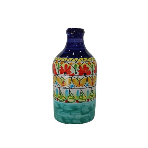 Bouteille huile et vinaigre. Ligne Fleurs. Céramique de Vietri. Peinte à la main.