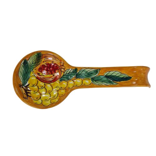 Poggia mestolo Linea Frutta Fondo Arancione. Ceramica di...