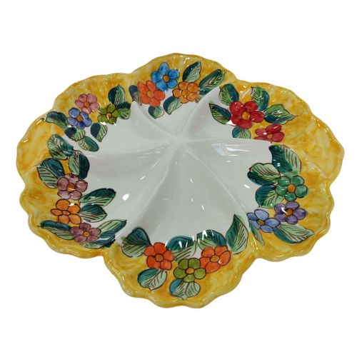 Antipastiera. Cena Fredda. 6 scomparti. Forma conchiglia. Linea Casette. Ceramica di Vietri. Dipinta a mano