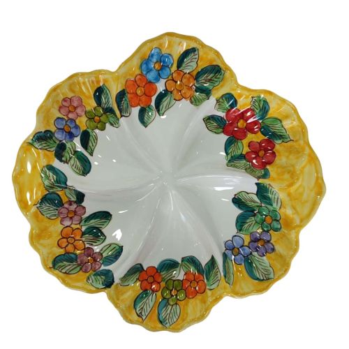 Antipastiera. Cena Fredda. 6 scomparti. Forma conchiglia. Linea Casette. Ceramica di Vietri. Dipinta a mano